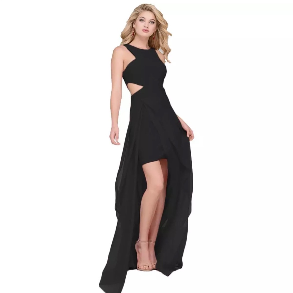 Gorgeous Jovani black chiffon overlay prom gown 0